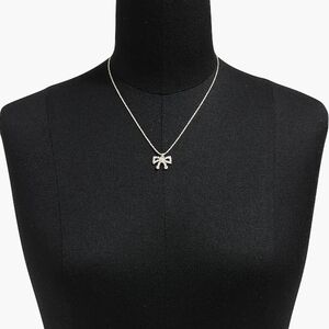J.Crew Pave Crystal Bow Pendant Necklace, Goldtone